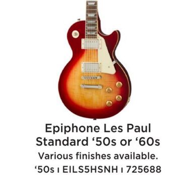 Long & McQuade Epiphone les paul standard 50s - heritage cherryburst offer
