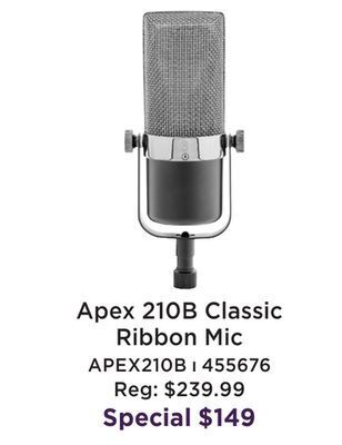 Long & McQuade Apex210b classic ribbon microphone offer