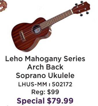 Long & McQuade Leho mahogany series arch back soprano ukulele offer