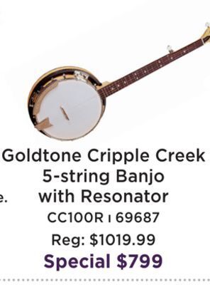 Long & McQuade Gold tone cc-100r cripple creek resonator banjo offer