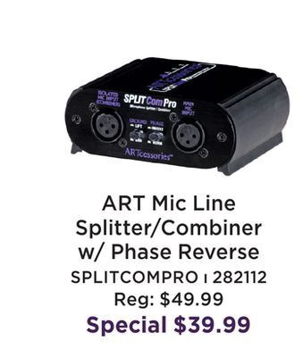 Long & McQuade Art pro audio mic line splitter/combiner with phase reverse offer