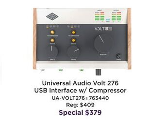 Long & McQuade Universal audio volt 276 usb interface with compressor offer
