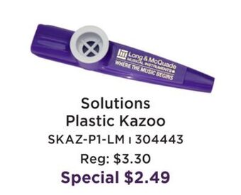 Long & McQuade Solutions plastic kazoo offer