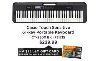 Long & McQuade Casio ct-s300 61-key portable keyboard, touch sensitive offer