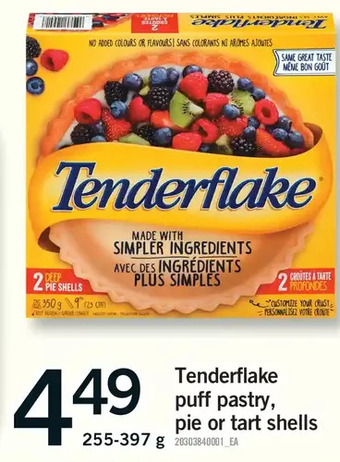 Fortinos Tenderflake puff pastry, pie or tart shells offer