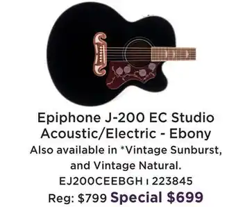 Long & McQuade Epiphone j-200 ec studio acoustic/electric - ebony offer