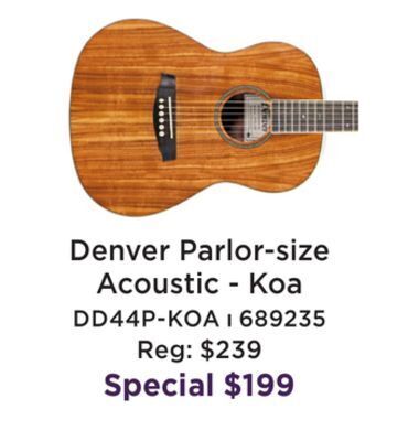 Long & McQuade Denver parlor size acoustic guitar - koa offer