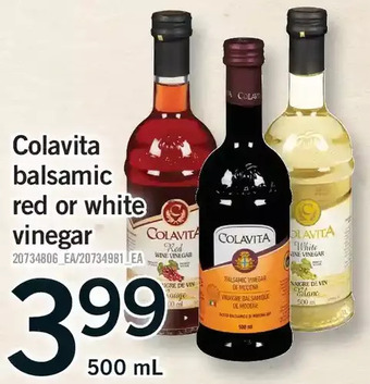 Fortinos Colavita balsamic red or white vinegar offer