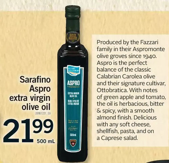 Fortinos Sarafino aspro extra virgin olive oil offer