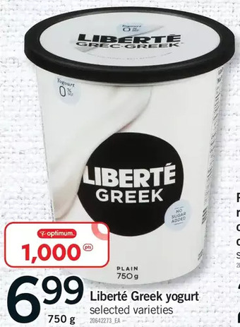 Fortinos Liberté greek yogurt offer