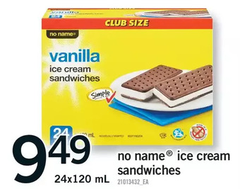 Fortinos No name ice cream sandwiches offer