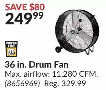 Princess Auto Power fist 36 in. drum fan offer