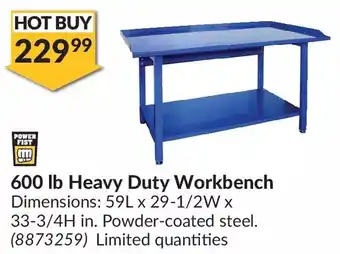 Princess Auto Power fist 600 lb heavy duty workbench, 59l x 29-1/2w x 33-3/4h in. offer