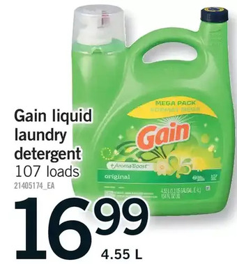 Fortinos Gain liquid laundry detergent offer