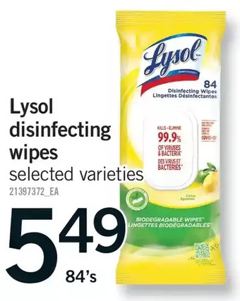 Fortinos Lysol disinfecting wipes offer