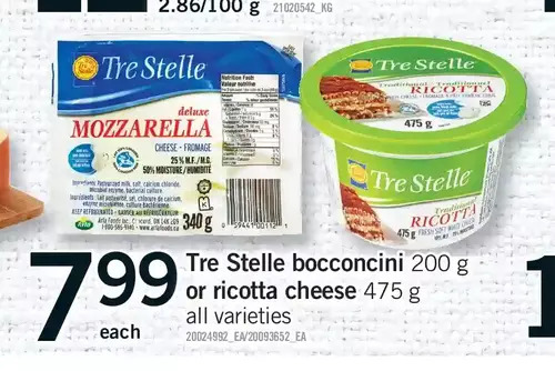 Fortinos Tre stelle bocconcini or ricotta cheese offer
