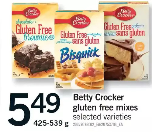 Fortinos Betty crocker gluten free mixes offer