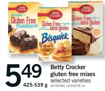 Fortinos Betty crocker gluten free mixes offer