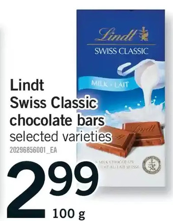 Fortinos Lindt swiss classic chocolate bars offer