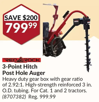 Princess Auto Red rock 3-point hitch post hole auger offer