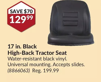 Princess Auto 17 in. black high-back tractor seat offer