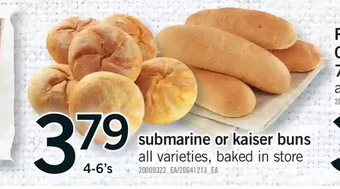 Fortinos Submarine or kaiser buns offer
