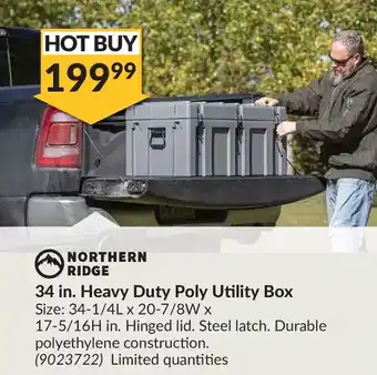 Princess Auto Northern ridge 34 in. heavy duty poly utility box offer