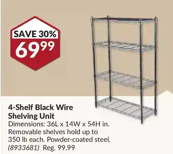 Princess Auto 4-shelg black wire shelving unit offer