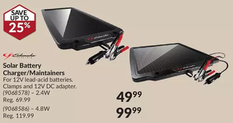 Princess Auto Solar battery charger/maintainers offer