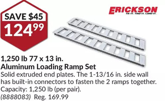 Princess Auto Erickson 1,250 lb 77 x 13 in aluminum loading ramp set offer