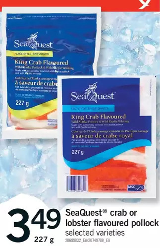 Fortinos Seaquest crab or lobster flavoured pollock offer