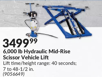 Princess Auto 6,000 lb hydraulic mid-rise scissor vehicle lift offer