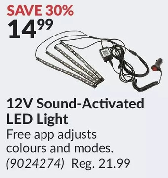 Princess Auto 12v sound-activated led light offer