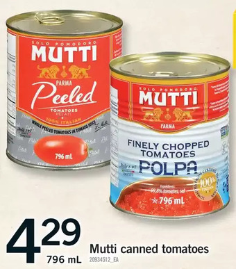Fortinos Mutti canned tomatoes offer