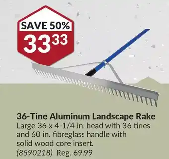 Princess Auto Power fist 36-tine aluminum landscape rake offer