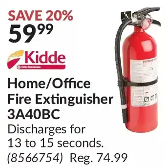 Princess Auto Kidde home/office fire extinguisher offer