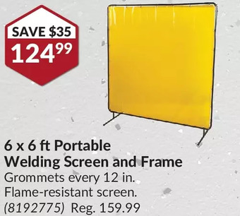 Princess Auto 6 x 6 ft portable welding screen and frame offer