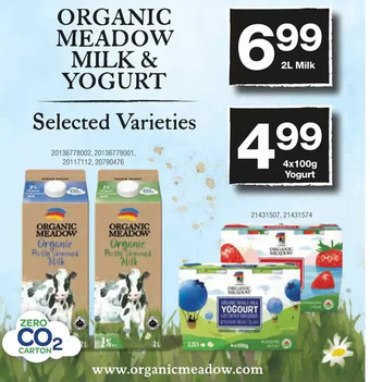 Fortinos Organic meadow milk & yogurt offer