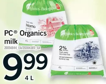 Fortinos Pc organics milk offer