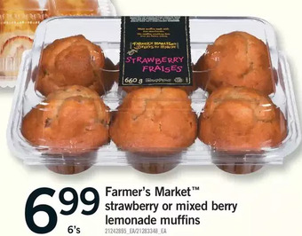Fortinos Farmer's market strawberry or mixed berry lemonade muffins offer