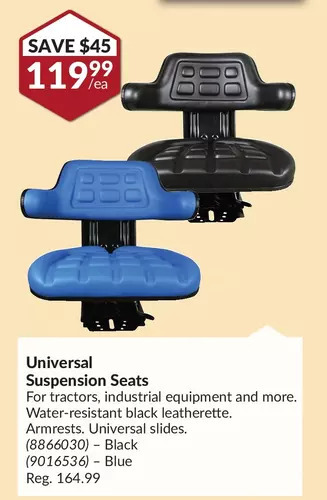 Princess Auto Universal suspension seats offer