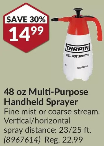 Princess Auto Chapin 48 oz multi-purpose handheld sprayer offer