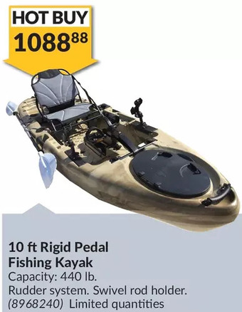 Princess Auto 10 ft rigid pedal fishing kayak offer