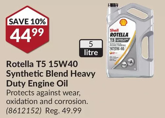 Princess Auto Rotella t5 15w40 synthetic blend heavy duty engine oil offer