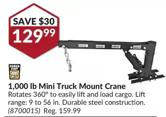 Princess Auto Power fist 1,000 lb mini truck mount crane offer