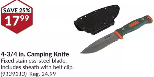 Princess Auto 4-3/4 in. camping knife offer