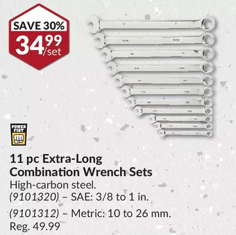Princess Auto 11 pc extra-long combination wrench sets offer