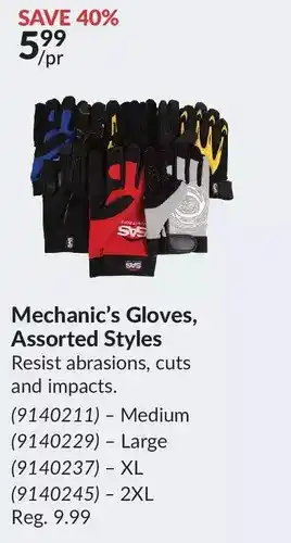 Princess Auto Mechanic's gloves medium - large - xl -2xl offer