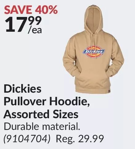 Princess Auto Dickies pullover hoodie, assorted sizes offer