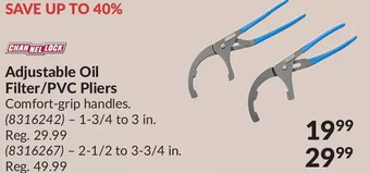Princess Auto Channel lock adjustable oil filter / pvc pliers offer